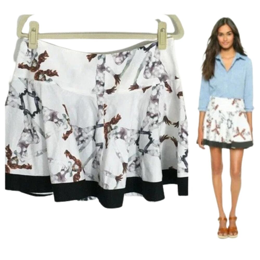DKNY Women's A-Line Mini Skirt Born Free Africa Print Exposed Zipper Size 10 XL